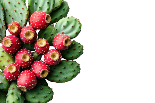 Prickly pear cactus with vibrant red fruit showcasing natural beauty in a close-up setting