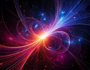 Abstract neon fractal wallpaper background; geometric shapes on black backdrop