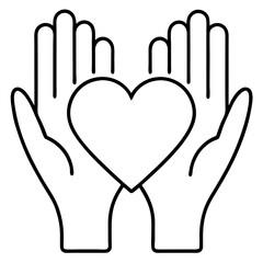 Obraz premium hand holding heart line art vector 