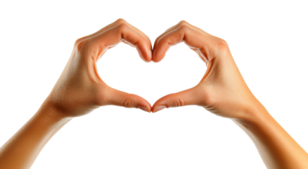 Female hands making a heart shape isolated on transparent background, Sign of love, Romantic gesture