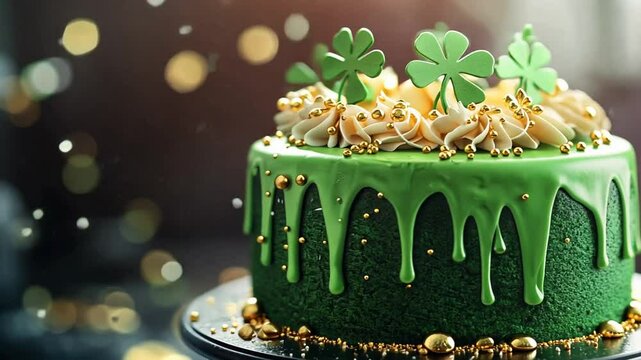 Delicious Green Velvet Cake with Shamrocks for St. Patrick's Day