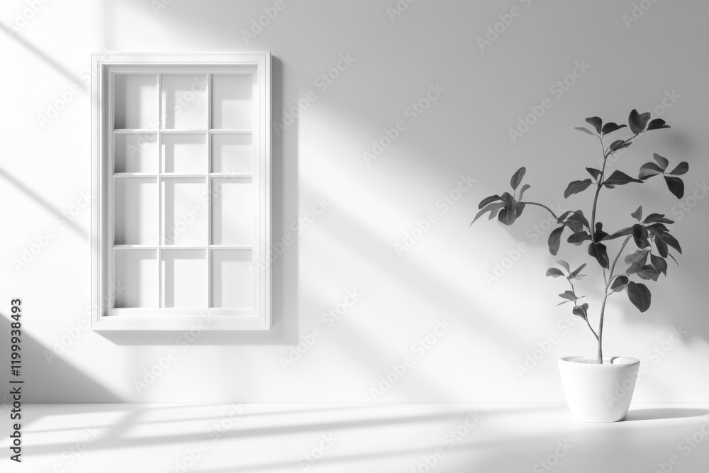 Fototapete a minimalist depiction of a single windowpane with clean, sharp lines and a faint glow of light spil