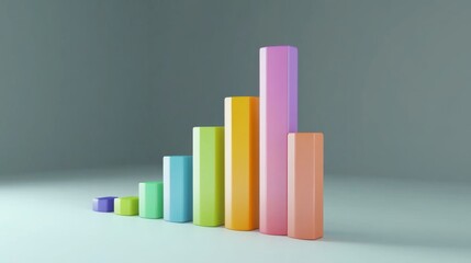 A clean and sharp financial bar graph with colorful bars, displaying growth trends over time on a high-resolution digital screen