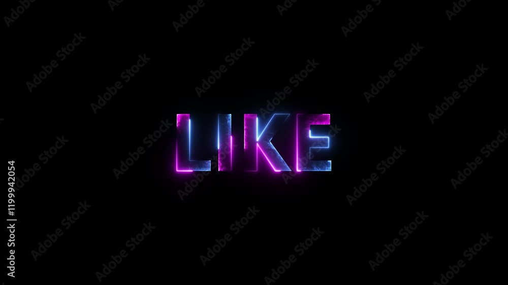 Poster neon thumb up like icon animation. animated like button. like emoji icon on black background. thumb 