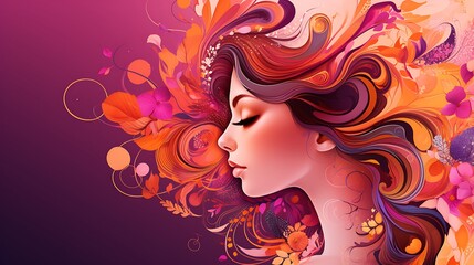 Modern Women's Day Background with Minimalist Design and Floral Accents
