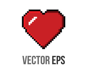 Fototapeta premium 8 bits pixel art love red heart icon
