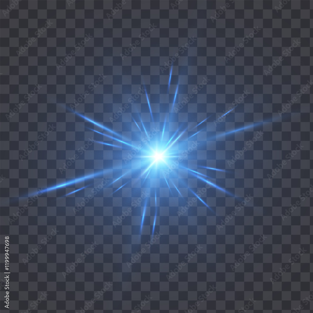 Aufkleber bright glowing light effect bright glare. effect of glowing light rays distortion light lens. beauti