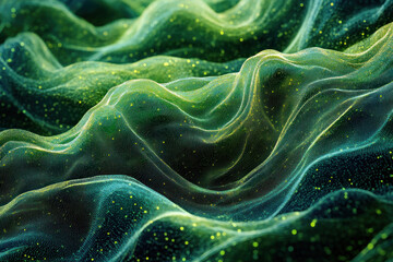 Green and yellow swirl against black background, vibrant and eye-catching.