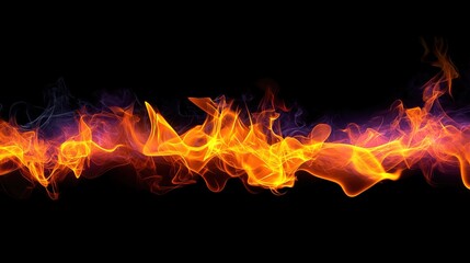 Fototapeta premium Fire flames on black background