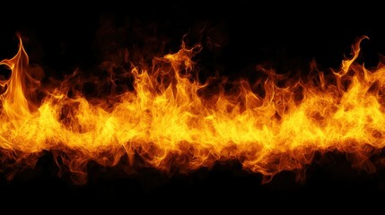 Fire flames on black background