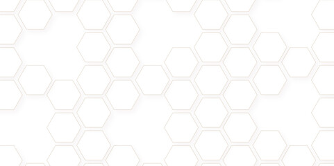 Abstract seamless honeycomb hexagon background. Geometric texture white gray pattern design.
