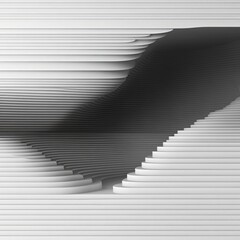 Abstract 3D rendering of layered white surfaces creating a dynamic, curving tunnel-like structure.