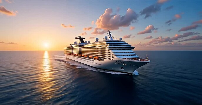 Majestic luxury cruise ship in the middle of the sea