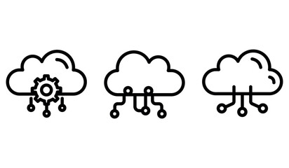 cloud computing outline or line icon design bundle.