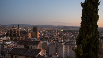 Sunset view of the Metropolitan Cathedral-Basilica of the Incarnation located in the city of Granada, Spain.