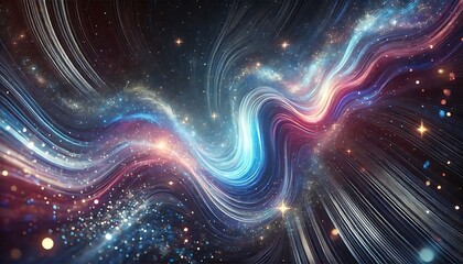 Fototapeta premium Abstract Cosmic Energy Flow with Vibrant Colors and Starry Background