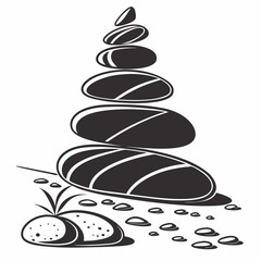 River Stones vector silhouette black design white background