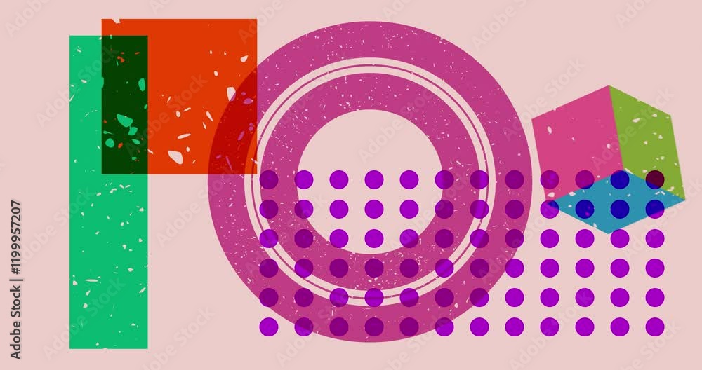 Poster risograph shapes. geometry elements abstract texture. big colorful geometric animation. object in tr