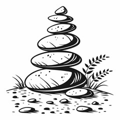 River Stones vector silhouette black design white background