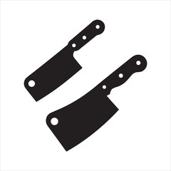 Black meat cleaver silhouette on white background
