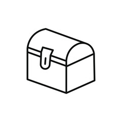 Treasure chest icon Flat simple outline