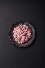 Raw chicken or turkey stomach with salt, spices and herbs