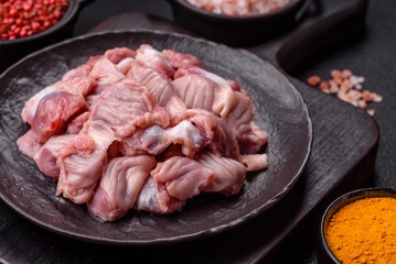Raw chicken or turkey stomach with salt, spices and herbs