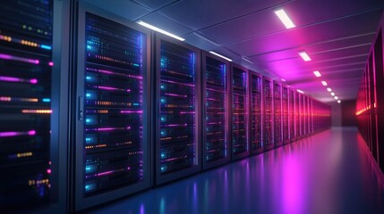 High-tech server maintenance in a modern data center digital environment futuristic viewpoint data management concepts