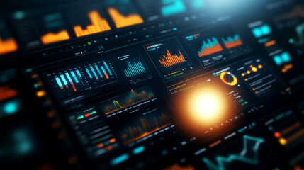 Data center server management dashboard high-tech environment digital analytics remote operations visualization of data insights