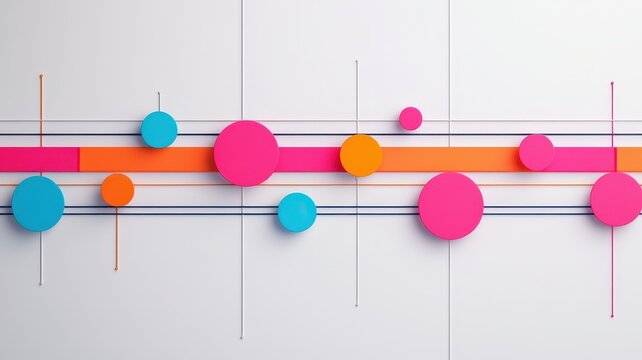 milestone and timeline phase concept. Colorful abstract shapes in a modern design on a minimalist background.