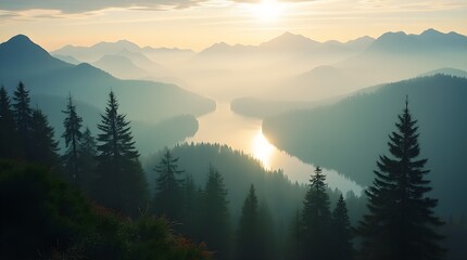 Fototapeta premium Serene Mountain Vista