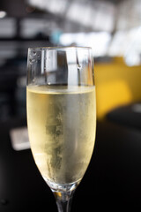 glas of ice cold sparkling wine