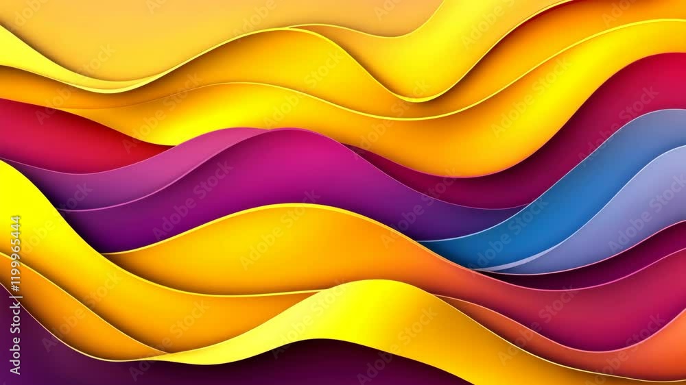 Poster vibrant abstract waves in bright colors create a dynamic and cheerful visual experience