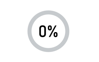 Low Circle progress bar, circle percentage progress bar, 0% circle progress loading bar transparent vector icon