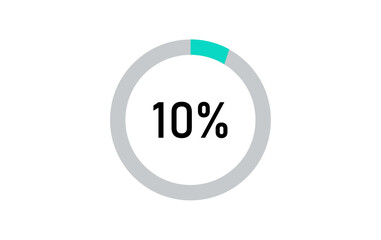 Circle progress bar, circle percentage progress bar, 10% circle progress loading bar transparent vector icon
