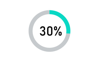 30% progress bar icon, isolated transparent 30% loading bar icons in circle