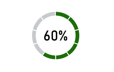 Circle progress bar, circle percentage progress bar, 60% circle progress loading bar transparent vector icon