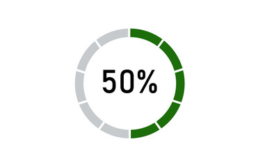 Half Circle progress bar, circle percentage progress bar, 50% circle progress loading bar transparent vector icon