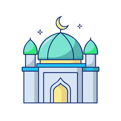 mosque icon, mosque vector illustration-simple illustration of mosque, perfect for mosque logos and themed design 