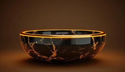 Luminous Black Marble Bowl: A Study in Luxury and Elegance