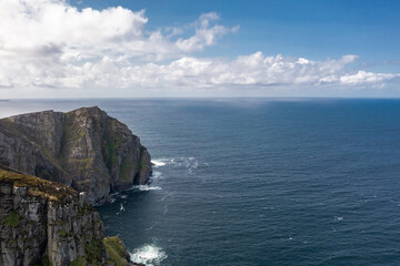 Aerial view of the cliffs of Horn Head at the wild atlantic way in Donegal - Ireland.
