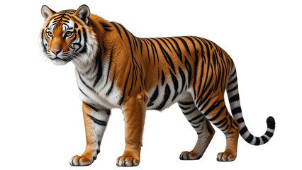 tiger isolated on a transparent background, Side view, tiger standing full HD image generated by Ai.