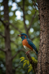 Colorful bird perched on a tree branch. Natural and detailed, perfect for nature, birdwatching and wildlife themed content. Bright and vibrant