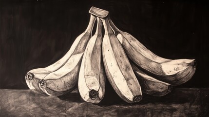 Charcoal drawing of bananas with vintage aesthetic © Agnieszka