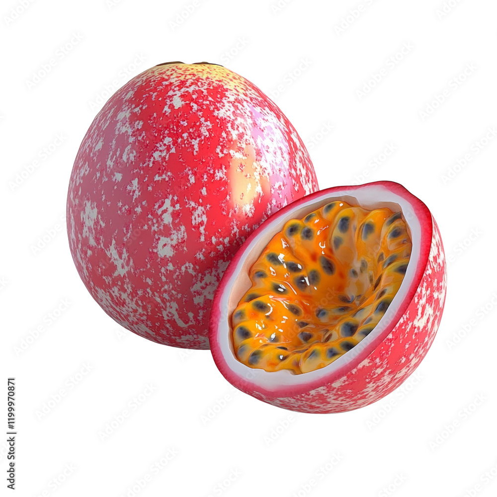 Aufkleber a visually appealing image showcasing a whole and a halved red passion fruit highlighting its vibran