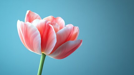 Fototapeta premium A pink flower with a green stem is the main focus of the image