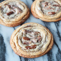 Delicious Pecan Swirl Cookies on Marble Background