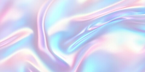 Obraz premium Colorful iridescent, holographic rainbow foil texture background. Iridescent fabric trendy cloth holographic texture purple pink blue metal