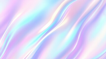 Obraz premium Colorful iridescent, holographic rainbow foil texture background. Iridescent fabric trendy cloth holographic texture purple pink blue metal