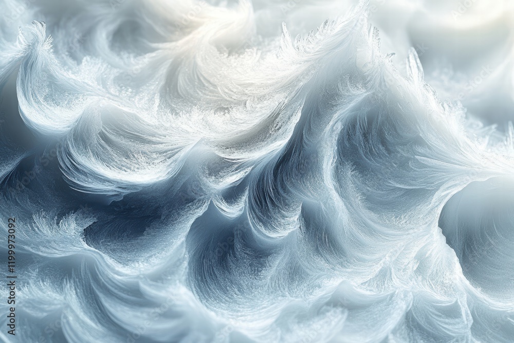 Poster frosted textures create a mesmerizing light gray backdrop with intricate patterns